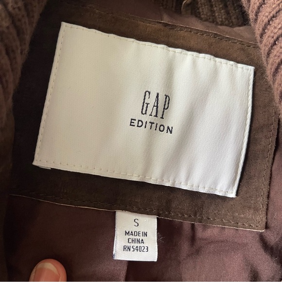 Gap Edition Brown Leather Knit Moto Bomber Jacket S Utility Luxe Western Boho - Picture 6 of 7